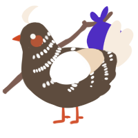 A bark and cream chicken with a half-bar pattern