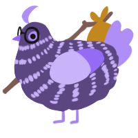 Mirth, a overcast and lilac chicken with a bar pattern