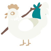 A white chicken with a neck-speckle pattern