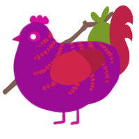 I hate my job, a plum and crimson chicken with a half-bar pattern