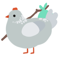 Birdy, a silver and mist chicken with a neck-speckle pattern