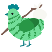 Moonflower, a spring and viridian chicken with a bar pattern