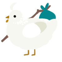 white bread, a white chicken with a neck-speckle pattern