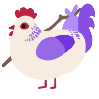 Strain, a cream and blurple chicken with a neck-band pattern
