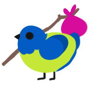 Safety Vest, a lime and ultramarine chicken with a head pattern