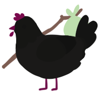 A sable and black chicken with a head pattern