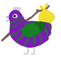 John Doe, a violet and leaf chicken with a bar pattern