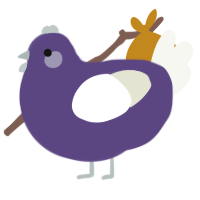 Grape, a overcast and white chicken