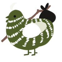 A olive and white chicken with a bar pattern