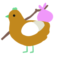 offbrand milk choco, a ochre and white chicken
