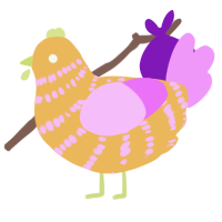 Sherbie, a honey and lavender chicken with a bar pattern