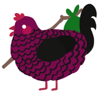 A wine and black chicken with a lace pattern