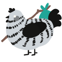 A mist and black chicken with a bar pattern