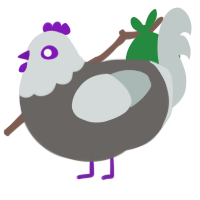 Wheat, a grey and silver chicken with a head pattern