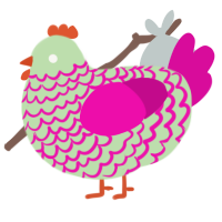 TEETH TEETH TEETH, a gluppy and fuchsia chicken with a lace pattern