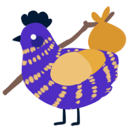 Almost nonbinary, a indigo and honey chicken with a bar pattern
