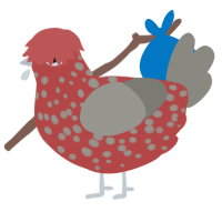(unnamed), a red and ash chicken with a speckle pattern