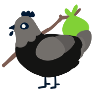 Ghost, a black and grey chicken with a head pattern