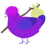Laecell, a amethyst and indigo chicken with a double-lace pattern