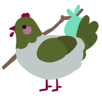 Jacket, a silver and olive chicken with a head pattern