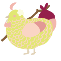 hanami dango, a lime and pink chicken with a lace pattern