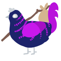 Bar Alert, a navy and amethyst chicken with a half-bar pattern