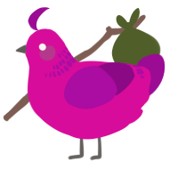 stink, a fuchsia and plum chicken with a neck-band pattern