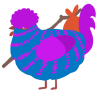 gobblet, a sapphire and amethyst chicken with a bar pattern