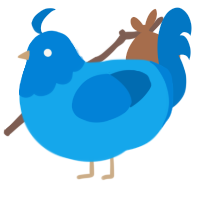 Jam, a sky and sapphire chicken with a head pattern