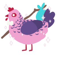 sequin, a pink and overcast chicken with a half-lace pattern