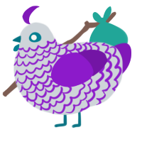 Fancy, a mist and violet chicken with a lace pattern