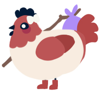 menstruation, a cream and red chicken with a head pattern