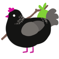 Acceptable, a black and grey chicken with a neck-band pattern
