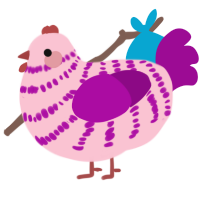 Toots, a rose and plum chicken with a bar pattern
