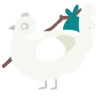 Snow, a white chicken with a neck-speckle pattern