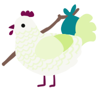 Doof, a white and apple chicken with a lace pattern