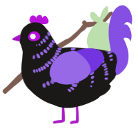 電話, a sable and blurple chicken with a half-bar pattern