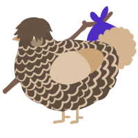 Espresso, a bark and beige chicken with a lace pattern