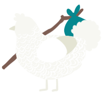 Pearl, a white chicken with a double-lace pattern
