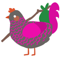 contrasted, a grey and fuchsia chicken with a lace pattern
