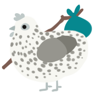 Add It Up, a white and ash chicken with a speckle pattern