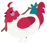 Juon Kiku, a white and crimson chicken with a head pattern