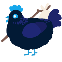 Lost Aquarium, a tumblr and navy chicken with a neck-speckle pattern