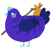 Alley Rain, a indigo and navy chicken with a half-bar pattern