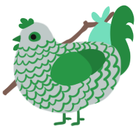 Pot, a silver and viridian chicken with a lace pattern