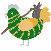 Spinach, a leaf and honey chicken with a bar pattern
