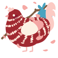 Candy Heart, a crimson and rose chicken with a bar pattern