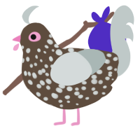 Speckles, a bark and silver chicken with a speckle pattern