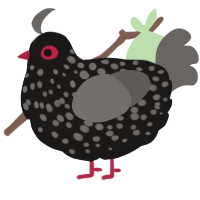 Pigeon, a sable and grey chicken with a speckle pattern