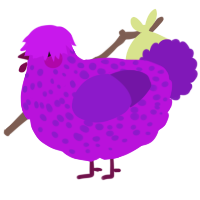 Soup, a amethyst and violet chicken with a speckle pattern